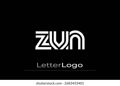 ZVN Creative Diseño de Logo de Letra Moderna Única. Diseño elegante del logotipo del monograma con los Elementos decorativos y la tipografía