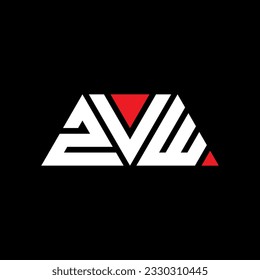 ZVW triangle letter logo design with triangle shape. ZVW triangle logo design monogram. ZVW triangle vector logo template with red color. ZVW triangular logo Simple, Elegant, and Luxurious design.