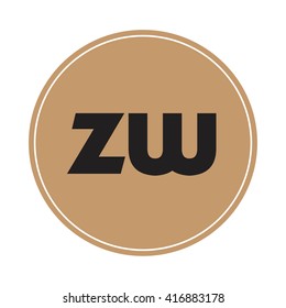 zw brown letters ,abstract background logo, design identity in circle, alphabet letter