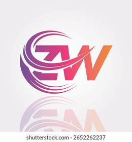 ZW Creative Gradient Swirl Monogram Logo - Design moderno da marca da letra abstrata para a marca profissional e identidade digital