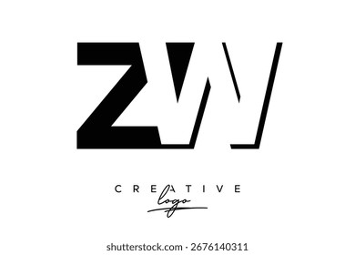 Logotipo creativo minimalista de espacio negativo de ZW con monograma moderno para marca y logotipo de marca comercial con letras iniciales Diseño de logotipo para marca.