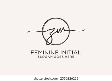 ZW handwriting logo with circle template vector logo of initial signature, wedding, fashion, floral and botanical with creative template.