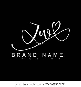 ZW Handwritten initial letter with love . ZW simple signature vector logo with Hart shape variation, beauty, photography letter logo design. Z W