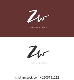 ZW Initial handwriting or handwritten logo for identity. Logo with signature and hand drawn style.