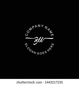 ZW Initial handwriting logo template vector