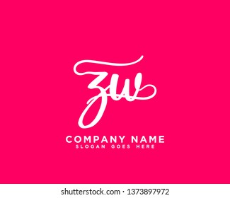 ZW Initial Handwriting Logo Vector