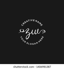 ZW Initial handwriting logo vector