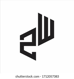 ZW Initial Letters logo monogram with up to down style