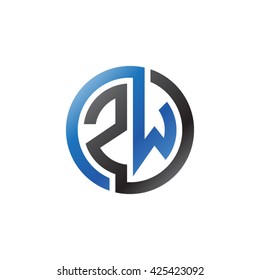 ZW initial letters looping linked circle logo blue black