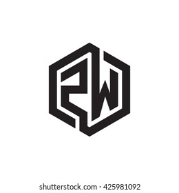 ZW initial letters looping linked hexagon monogram logo