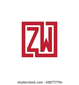 ZW initial letters looping linked square logo red