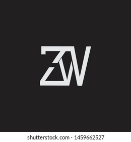 ZW initial logo Capital Letters black background