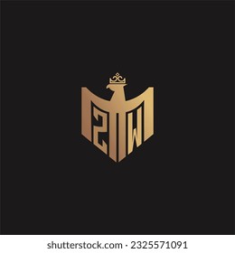 ZW initial monogram logo for eagle  crown image vector design