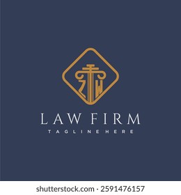 ZW initial monogram logo for lawfirm with pillar in creative square design