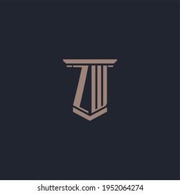ZW initial monogram logo with pillar style design