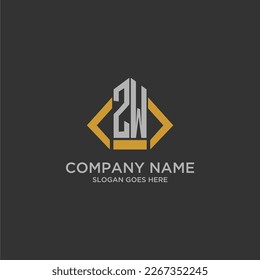 ZW initial monogram logo for real estate with building style
