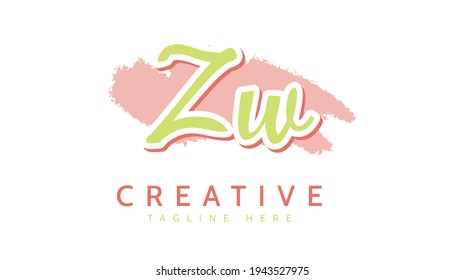 ZW Initials, handwriting logo vector