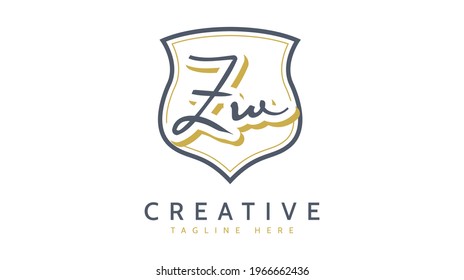 ZW Initials, handwriting logo vector