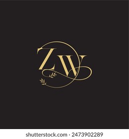 ZW letter circle and organic style luxury concept wedding monogram design