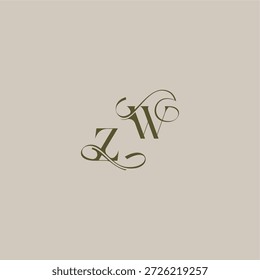 ZW letter initial in luxurious logomark concept feminine elegant style design wedding monogram logo