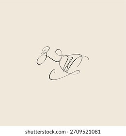 ZW letter initial royal design minimalist style curve monogram elegant concept logo