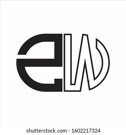 ZW Letter logo monogram with oval shape negative space design template white background