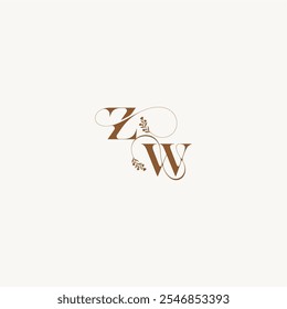 ZW letter wedding monogram logo initial elegant curve organic bold and hairline monogram