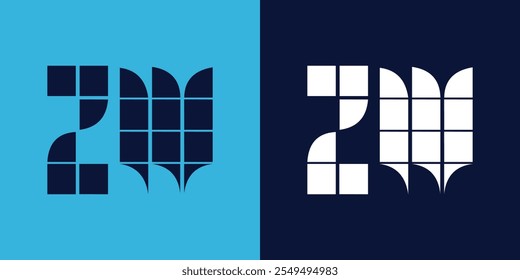 ZW logo design with tile shape. Minimalist and modern vector illustration design suitable for business or brand