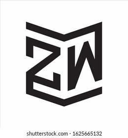 ZW Logo Emblem Monogram With Shield Style Design Template Isolated On white Background