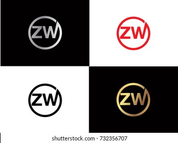ZW  Logo. Letter Design Vector with Red and Black Gold Silver Colors


