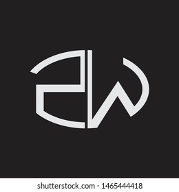ZW Logo letter oval monogram design template with black and white colors