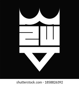 ZW-Logo-Monogramm mit Kronform einzeln auf schwarzem Hintergrund