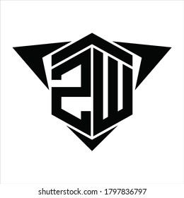 ZW Logo monogram with wings arrow around design template on white background