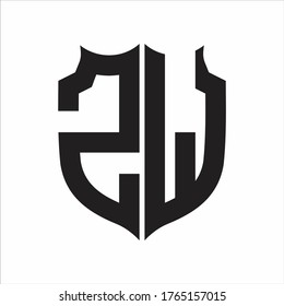 Estilo Escudo de logotipos ZW Modelo de diseño de monograma sobre fondo blanco
