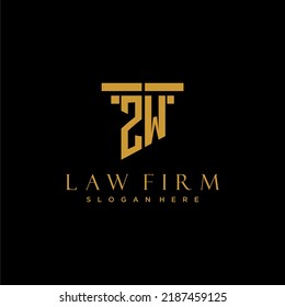 ZW monogram initial logo for lawfirm with pillar design