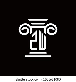 ZW monogram logo with pillar style design template