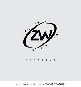ZW Orbit Monogram Logo - Futuristisches Minimalistisches Lettermark für modernes Branding und technologisch inspiriertes Identitätsdesign