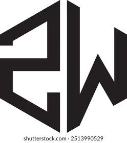ZW Polygon logotipo design, ícone, símbolo, arquivo de vetor 