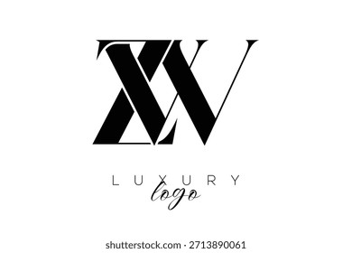 ZW, zw Serif Letter Monogram Typography Logo for Elegant Premium Branding Identity
