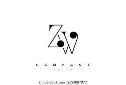 ZW Typography Logo Design. Stylish monogram design depiction featuring the letters Z and W combined in an artistic signature style, delivering a unique and creative visual representation.