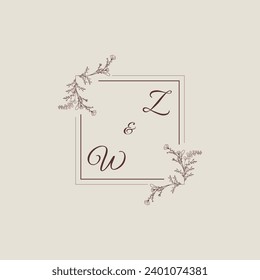ZW wedding line square monogram with high quality professional design that will print well