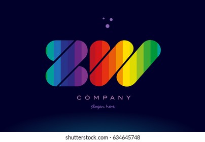 zw z w alphabet letter colorful creative colors text dots creative company logo vector icon design template