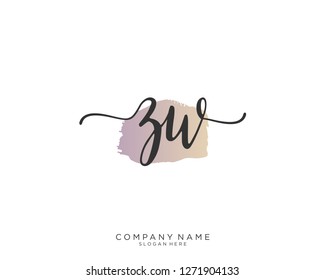 ZW Z W Initial handwriting logo vector