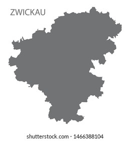 Zwickau grey county map of Saxony Germany DE