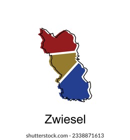Zwiesel map, detailed outline colorful regions of the German country. Vector illustration template design