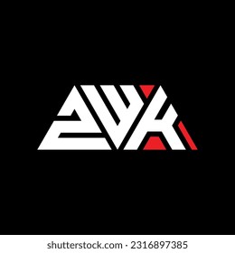 Diseño del logotipo de la letra del triángulo ZWK con forma de triángulo. Monograma de diseño del logotipo del triángulo ZWK. Plantilla de logotipo vectorial de triángulo ZWK con color rojo. Logo triangular ZWK Simple, elegante y lujoso