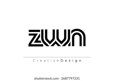 Diseño de logotipo de carta moderno único creativo de ZWN. Diseño elegante del logotipo del monograma con los Elementos decorativos y la tipografía