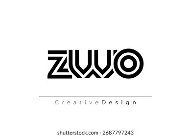 Diseño de logotipo de carta moderno único creativo de ZWO. Diseño elegante del logotipo del monograma con los Elementos decorativos y la tipografía