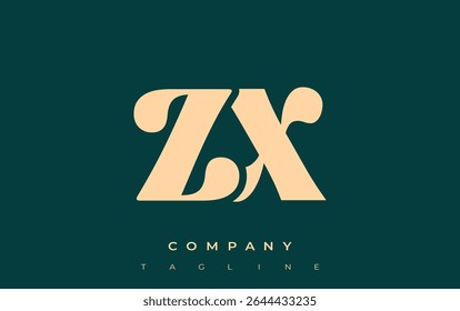 ZX Creative Abstract Typography Logo Design. Elegant logo combining bold typography and creative shapes, ideal for branding and identity solutions.
