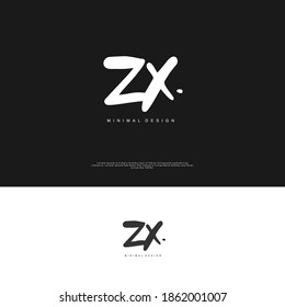 ZX Initial handwriting or handwritten logo for identity. Logo with signature and hand drawn style.